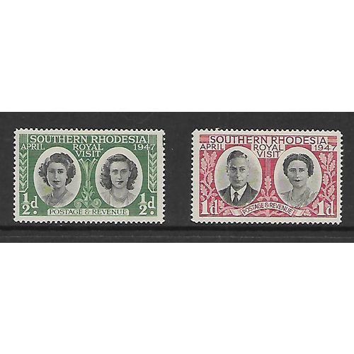 SOUTHERN RHODESIA 1947 ROYAL VISIT SG 62 / 63 SET 2 VALS M /MINT