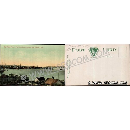 CT New London Postcard City Water Front View From Fort Trumbull ct_box4~1893
