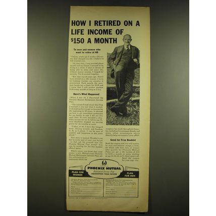 1944 Phoenix Mutual Retirement Income Plan Ad - How I retired on a life income