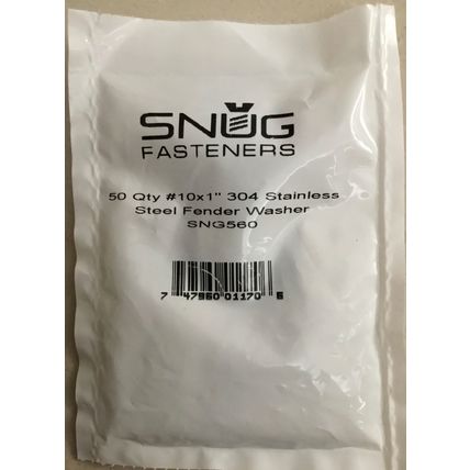50 qty #10x1" 304 Stainless Steel Fender Washer - SNUG SNG560