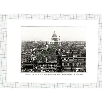 9993) St Paul's Cathedral St Bride's Church Fleet Street London - c.1910