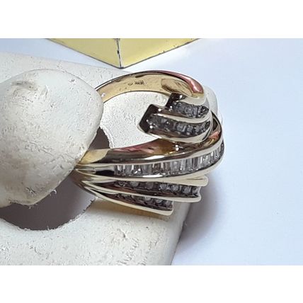 1.00cttw Natural Baguette & Round Diamond 5 Row Bold Channel 10Kt YG Ring#15715