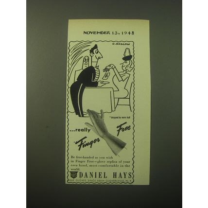 1948 Daniel Hays Gloves Ad - art by Otto Soglow - Waiter