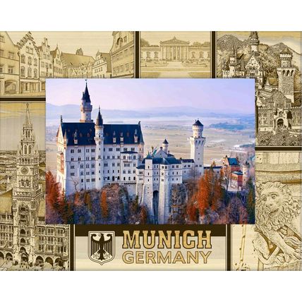 Munich Germany Laser Engraved Wood Picture Frame Landscape (8 x 10)