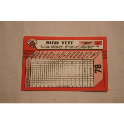 Rich Yett 1989 Bowman TIFFANY NO. 79