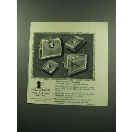 1949 Lesco Ad - Parisienne, Cigaretiere, Poudriere and Petit Checkfold