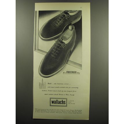 1949 Wallachs Freeman Shoes Ad - Buck soft, luxurious, correct