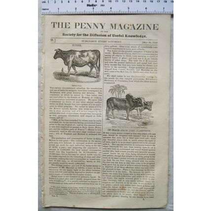 1832 The Penny Magazine No. 9 Egyptian Antiquities, flute-player, forks, Asia