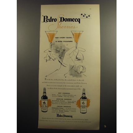 1951 Pedro Domecq Sherries Ad - For every taste - a rare pleasure