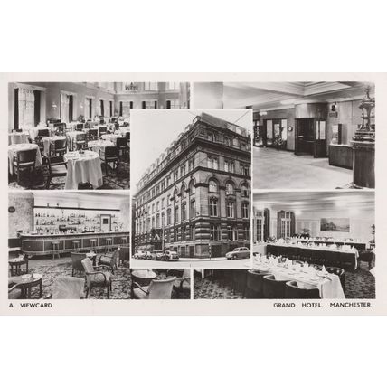 Grand Hotel Manchester Vintage Restaurant Real Photo Postcard