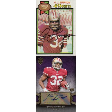 O.J SIMPSON & KENDALL HUNTER ROOKIE 19/25 CERTIFIED AUTOGRAPHED SAN FRAN 49ERS