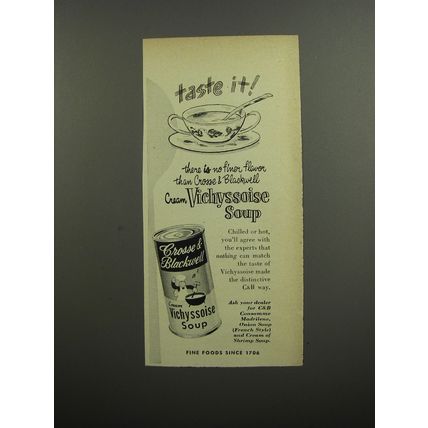 1952 Crosse & Blackwell Cream Vichyssoise Soup Ad - Taste it!