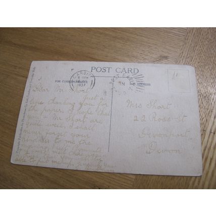 1937 fr Postcard -Tram @ The Castle, Cardiff - Glamorgan
