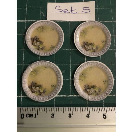 4 Floral Card Plates set 5 - 1:12th Dolls House Miniature