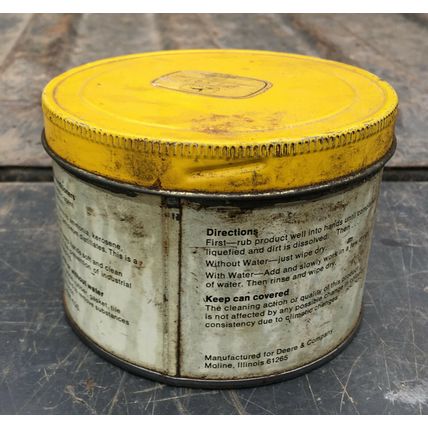 John Deere Antiseptic Hand Cleaner 1 lb Metal Can gas oil vintage tin sign rare