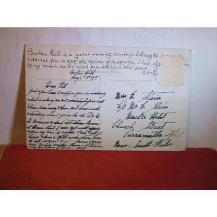 BROKEN HILL, N.S.W. AUSTRALIA used antique postcard. dated 1907 =
