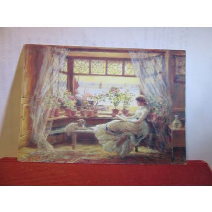 READING BY THE WINDOW HASTINGS by Charles J. Lewis postcard. Woman's weekly (A =