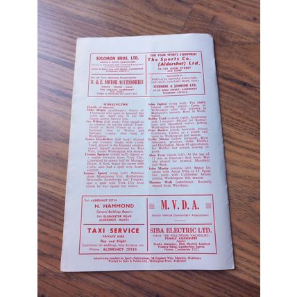 1969/70 Aldershot vs Workington, Division 4, 20/12/1969 ** FREE P&P **