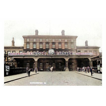 ptc2828 - Lancs - Early Manchester Exchange Railway Station Entrance - print 6x4