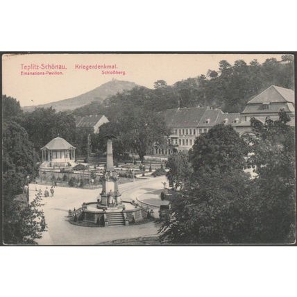 Kriegerdenkmal & Schloßberg, Teplitz-Schönau, c.1910 - Hermann Poy AK