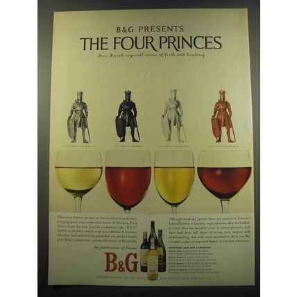 1960 B&G Barton & Gustier Wine Ad - B&G Presents the four princes