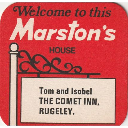 BEER MAT - MARSTONS BREWERY - THE COMET IN, RUGELEY - (Cat No 119) - (1979)