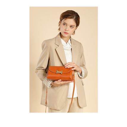 Women's Genuine Leather Tote Shoulder Handbag Orange