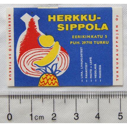 vintage Finland Matchbox Label - Herkku Sippola