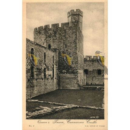 Queen's Tower, Caernarvon Castle, Wales, HM Office of works 85796jv Postcard