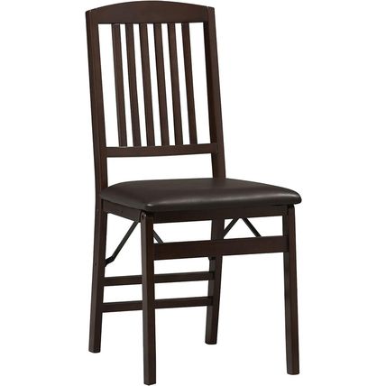 Linon Triena Mission Back Set of 2 Folding Chair, 17" W X 20" D X 36" H, Brown