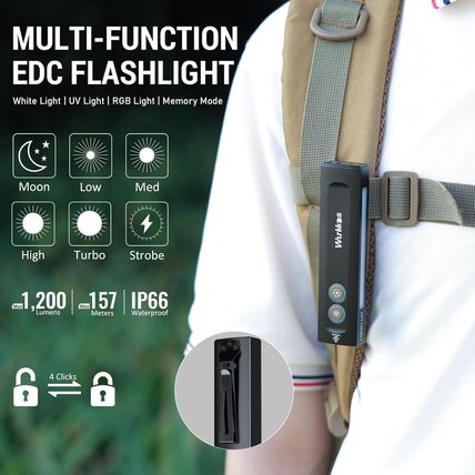 Wurkkos HD01 UV Flashlight, Rechargeable EDC Flashlight, Led Flashlight with 365