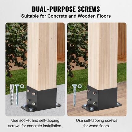 VEVOR 6X6 Post Base 4 Pcs, Inner Size 5.6"X5.6" Post Base Brackets, Heavy Duty P