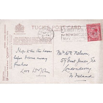 EC492 EDINBURGH - JOHN KNOX HOUSE. TUCK OILLETTE . NEWCASTLE EXHB.CANCEL