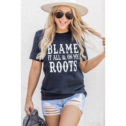 Black Blame It All On My Roots Graphic Tee