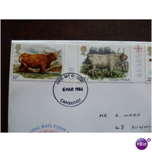 1984 GB British Cattle set of 5 fine used stamps Bulls Highland Cow farm Welsh