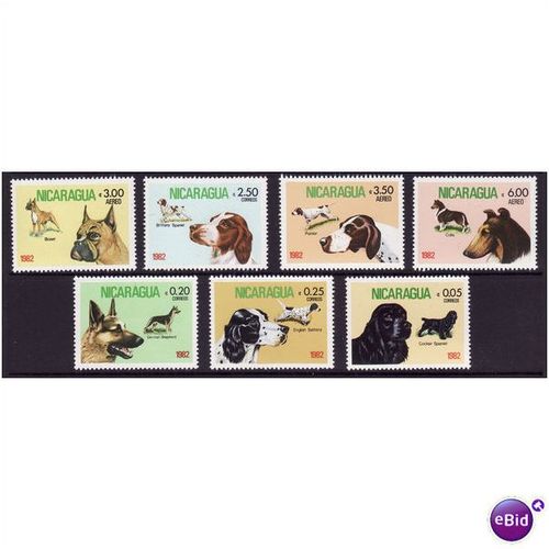 NICARAGUA 1982 DOGS SET 7 VALS U/M MINT