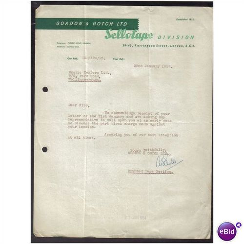 GORDON & GOTCH LTD,(SELLOTAPE) FARRINGDON,LONDON,EC 4,22JAN1954