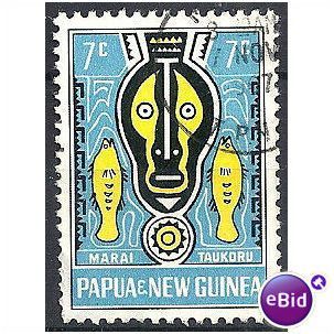 Papua New Guinea 1966 SG94 7c Black, Light Yellow & Light Blue Fine Used .