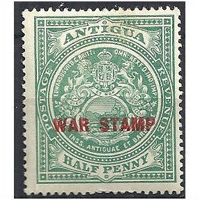 Antugua 1916 SG53 1/2 Green WAR STAMP (red) Mounted Mint ..