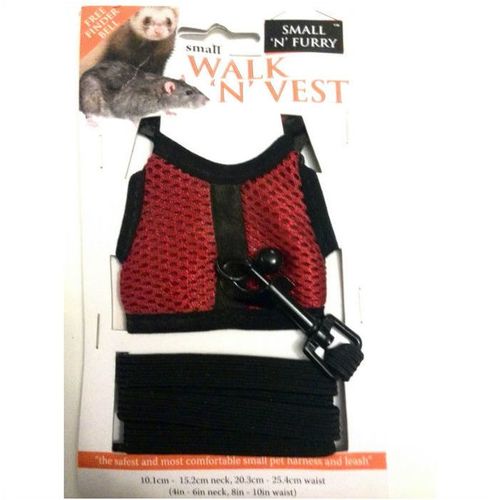 Small Walk 'n' Vest - Harness & Leash - Red