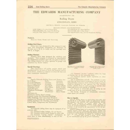 edwards mfg company 1916 rolling steel doors shutters vintage catalog