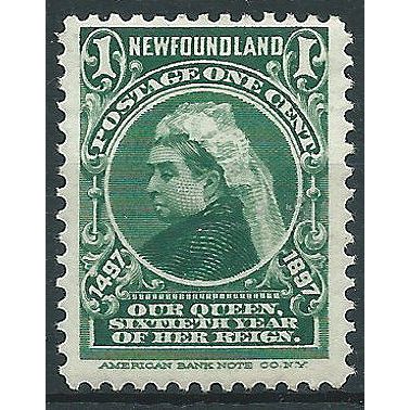 Newfoundland 1897 SG66 1c Green Mounted Mint . . ..