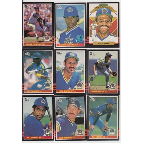 1985 Donruss baseball Seattle Mariners team set 22 cards- Langston, Tartabull