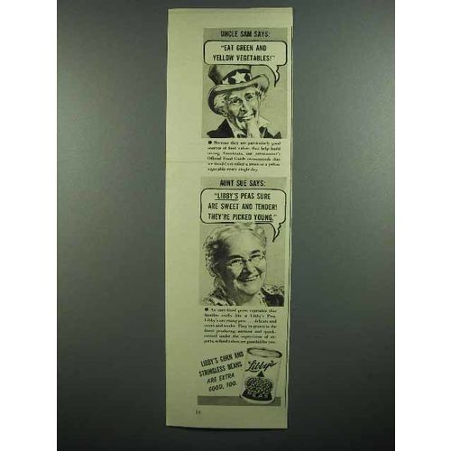 1942 Libby's Peas Ad - Uncle Sam Says Eat Vegetables
