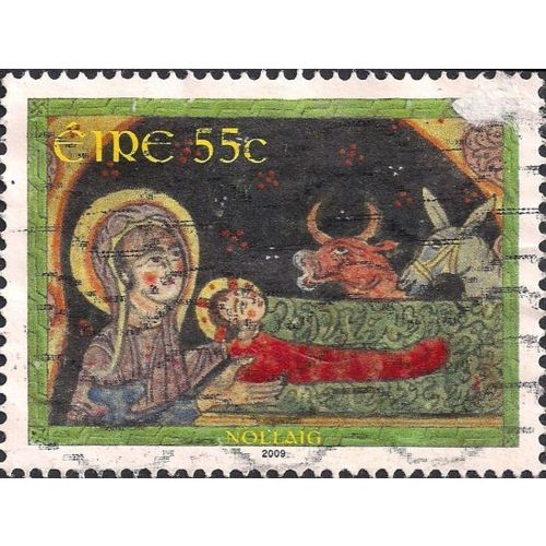 EIRE, CHRISTMAS, Madonna & Child, green 2009, 55c, #2