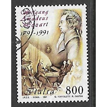 ITALY 1991 WOLFGANG AMADEUS MOZART 800L MOZART SG 2136 FINE USED#