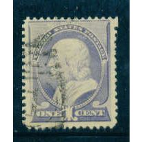 Used 212 1c Benjamin Franklin Barely Clears M01395