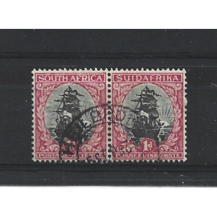 SouthAfrica.SG56 1d Dromedaris (Van Riebeeck's ship) Pair.Fine Used.Aug25e