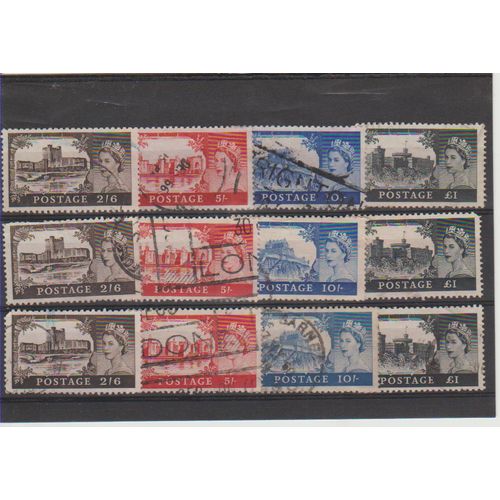 Great Britain Elizabeth II high value Castles 1955-58 set 2s6d to £1 high cat