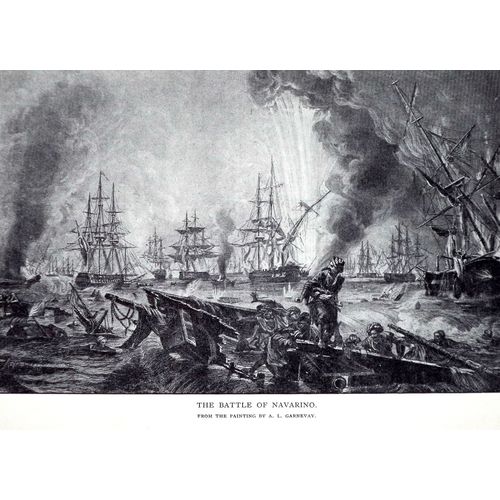 Antique print Naval Battle of Navarino Greek War History Litho Art